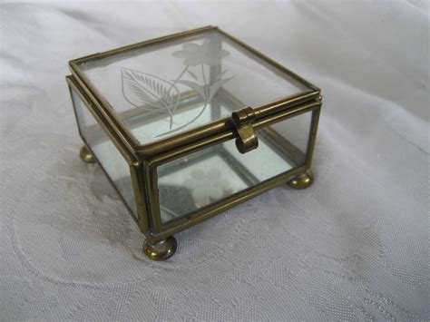 metal and glass box|Metal and Glass Jewelry Box .